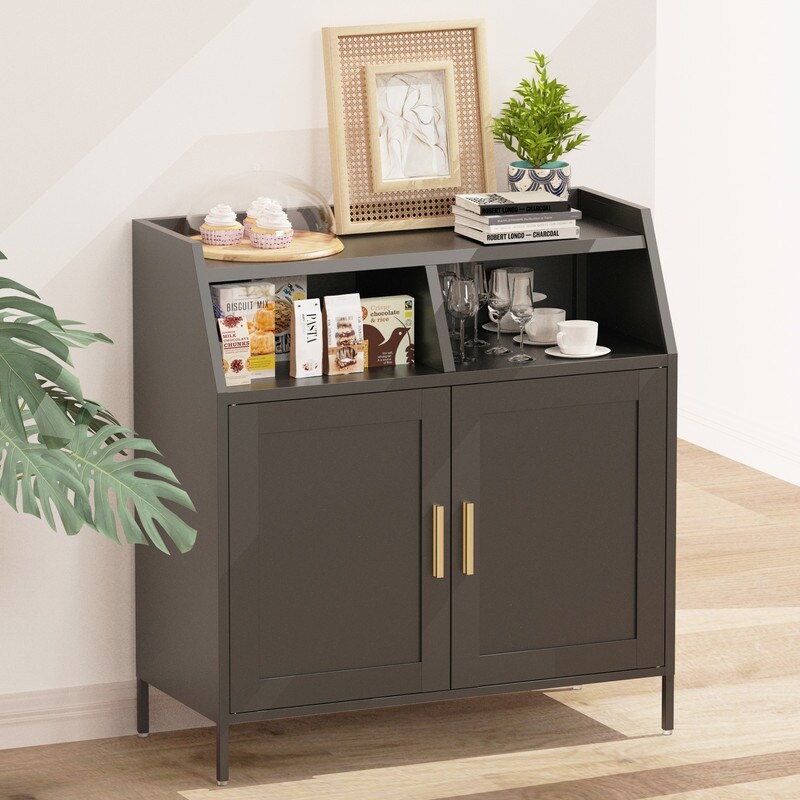 Metal Buffet Sideboard Cabinet with Storage Storage Cabinet Modern Sideboard Buffet Table with Doors