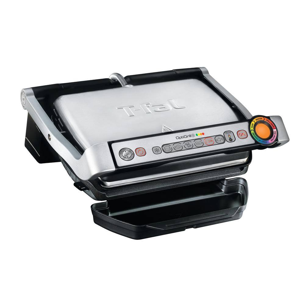 T-fal Optigrill 93 sq. in. Black Stainless Steel Non-Stick Indoor Grill GC712D54