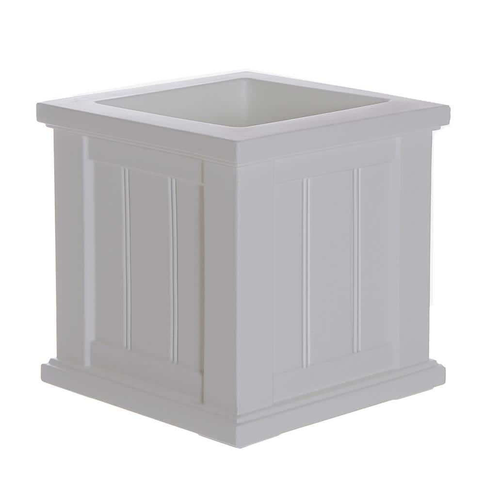 Mayne Cape Cod 14 in. Square Self-Watering White Polyethylene Planter 4836-W