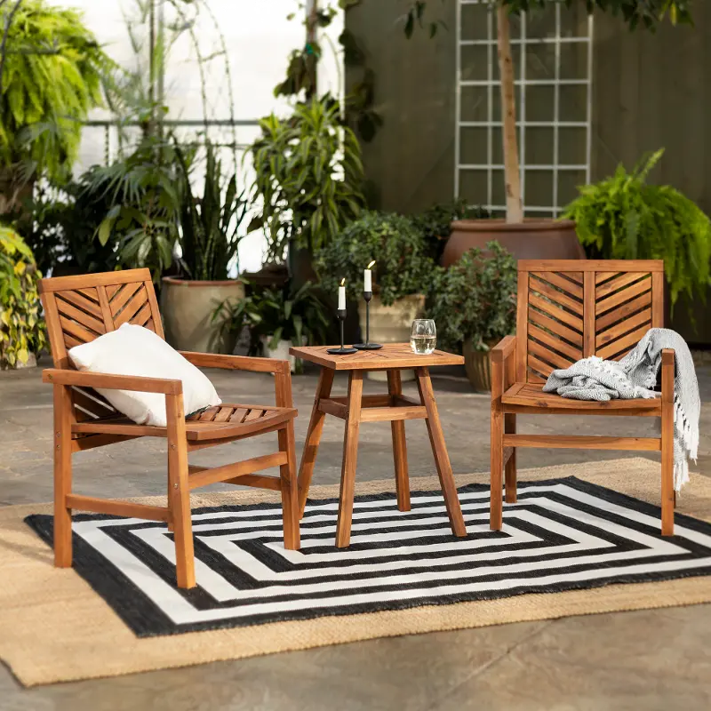 Vincent 3 Piece Natural Patio Chat Set - Walker Edison