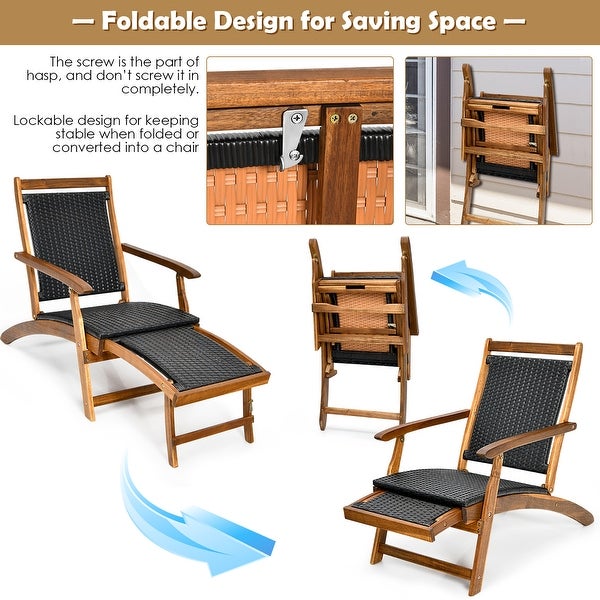 Wood Folding Chaise Lounge Chair Outdoor Foldable Chair - Overstock - 36732252