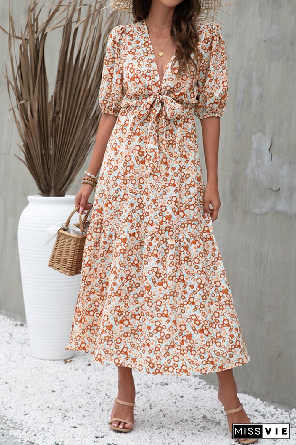 Floral Print Loose Long Dress Wholesale