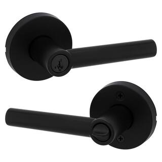 Kwikset Milan Matte Black Keyed Entry Door Lever Featuring SmartKey Security 740MILRDT514SMT6ALRCSK3