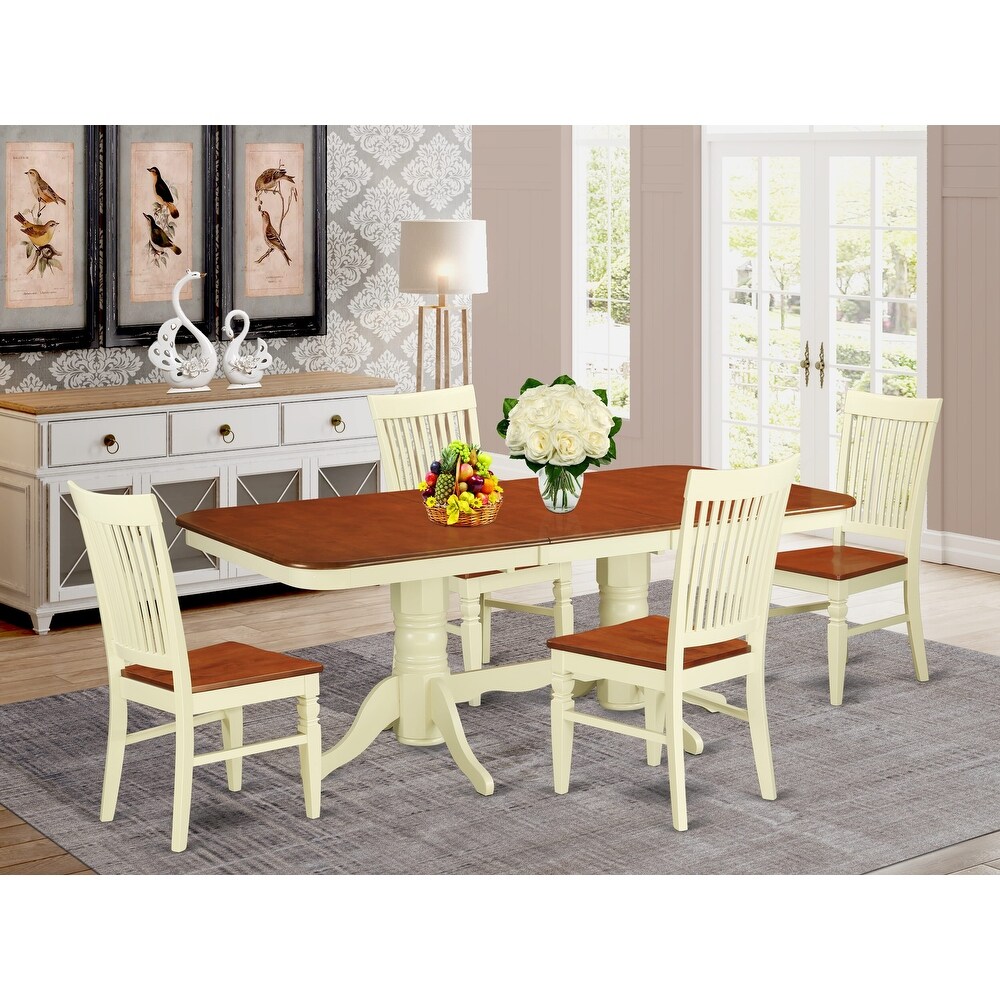 East West Furniture Modern Dining Table Set  a Wooden Table and Dining Room Chairs  Buttermilk   Cherry (Pieces Options)