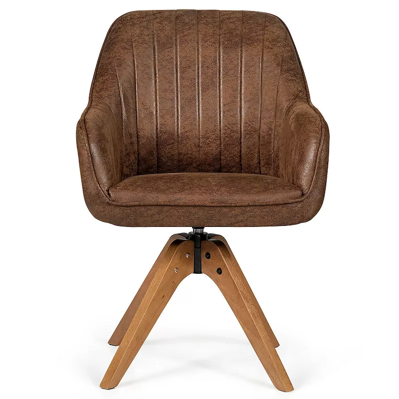 Mid-Century Swivel Accent Chair PU Leather Vanity Study Armchair