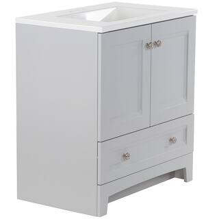 Glacier Bay Delridge 30.2 in. W x 18.8 in. D x 32.9 in. H Freestanding Bath Vanity in Pearl Gray with White Cultured Marble Top DR30P2-PG