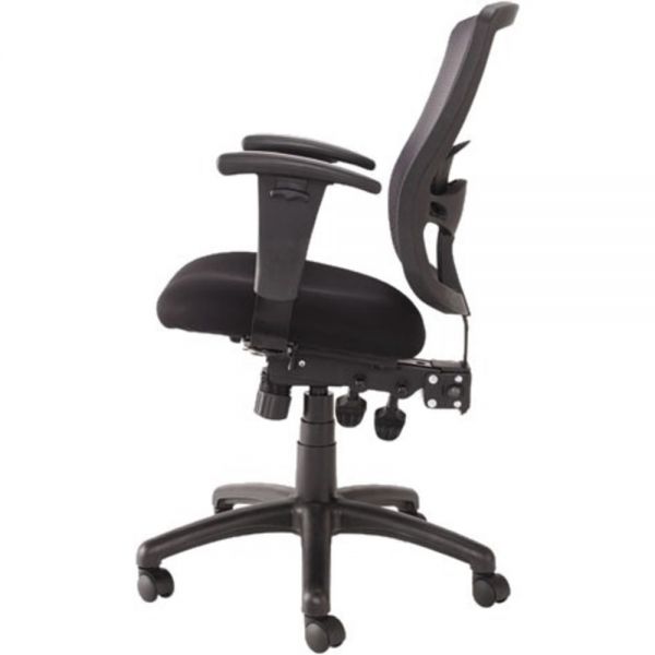 Alera Etros Series Mesh Mid-Back Petite Multifunction Chair， Supports up to 250 lbs.， Black Seat/Black Back， Black Base