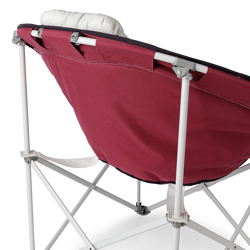 Core Equipment Oversized Padded Round Moon Outdoor Camping Folding Chair， Wine