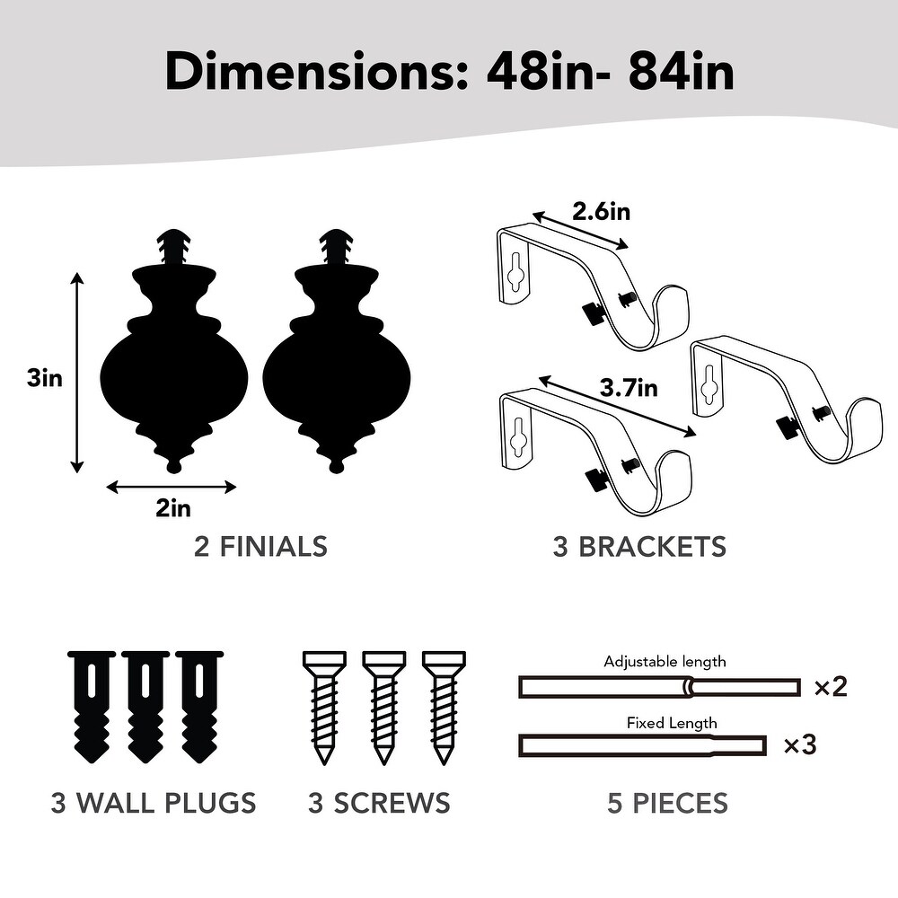 Deconovo Adjustable Single Curtain Rod for Windows   Doors