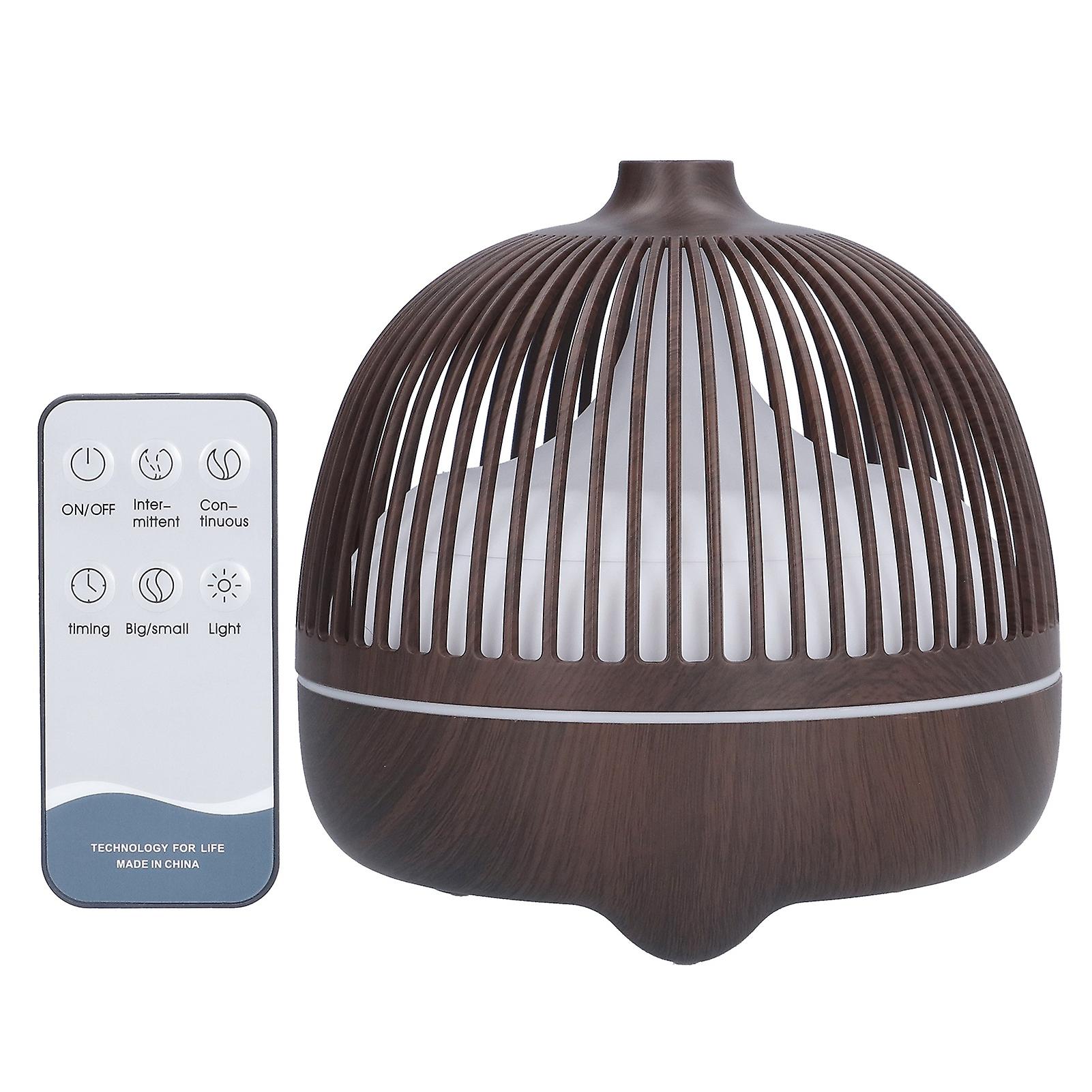 Home Air Humidifier Remote Ultrasonic Essential Oil Aroma Diffuser with RGB LED Light 100‑240V Deep Wood GrainEU Plug