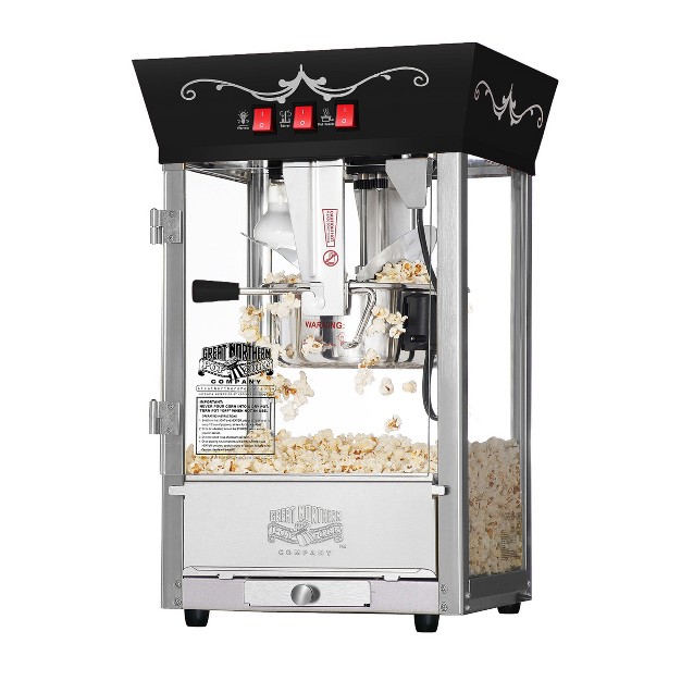 Great Nothern Popcorn 8 Oz Antique Style Movie Night Electric Countertop Popcorn Maker Machine Black