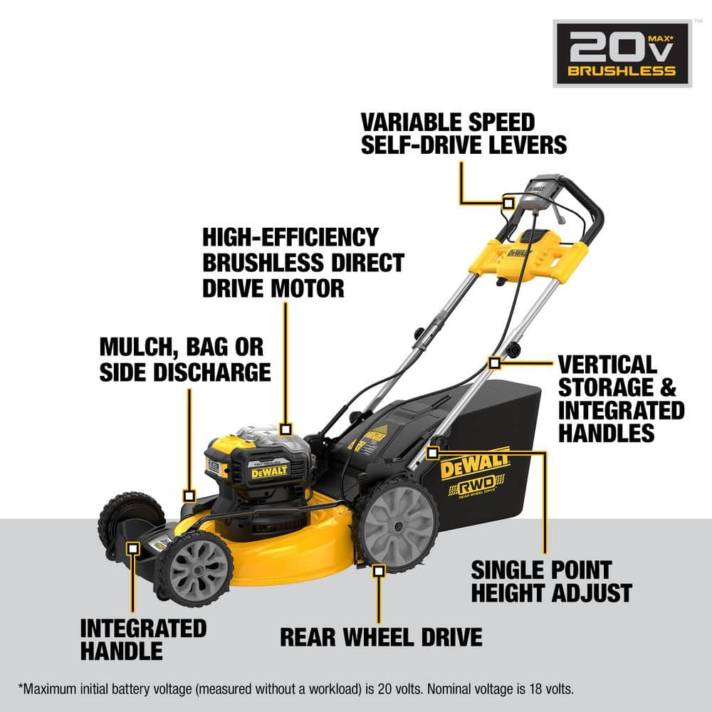 DEWALT 20V MAX 21 in. Battery Powered Self Propelled Lawn Mower with (2) FLEXVOLT 12Ah Batteries & Charger DCMWSP255Y2