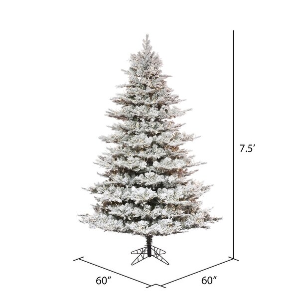 Vickerman 7.5' x 60 Flocked Kiana Christmas Tree，Low Voltage LED Warm White Lights.