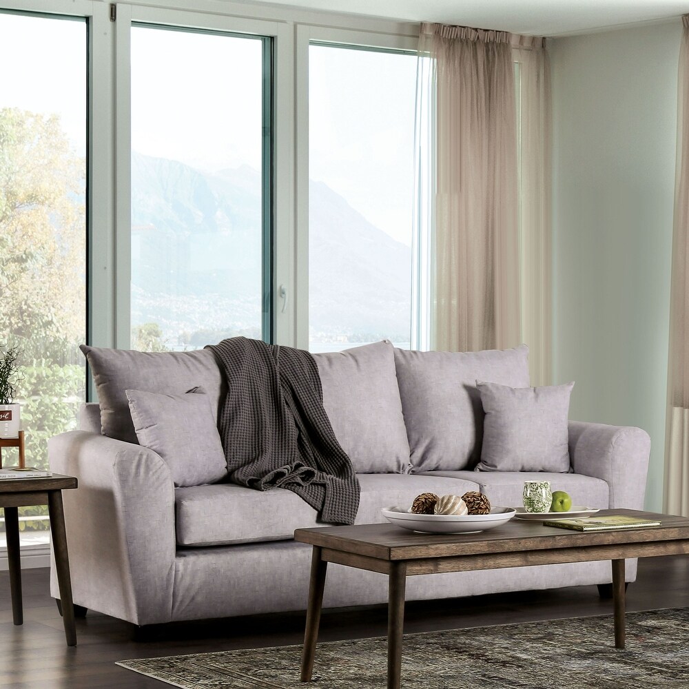 Leonine Contemporary Light Grey Fabric Padded Sofa by Furniture of America