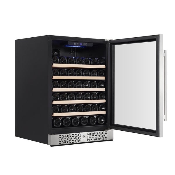 24 in. Single Zone 52-Bottle Built-In and Freestanding Wine Chiller Refrigerator in Stainless Steel