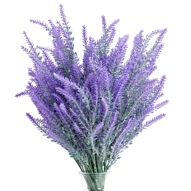 Juvale 12 Bundles Artificial Lavender Flowers For Bouquets Fake Wild Stems For Wedding Faux Table Centerpieces 14x2x3 In