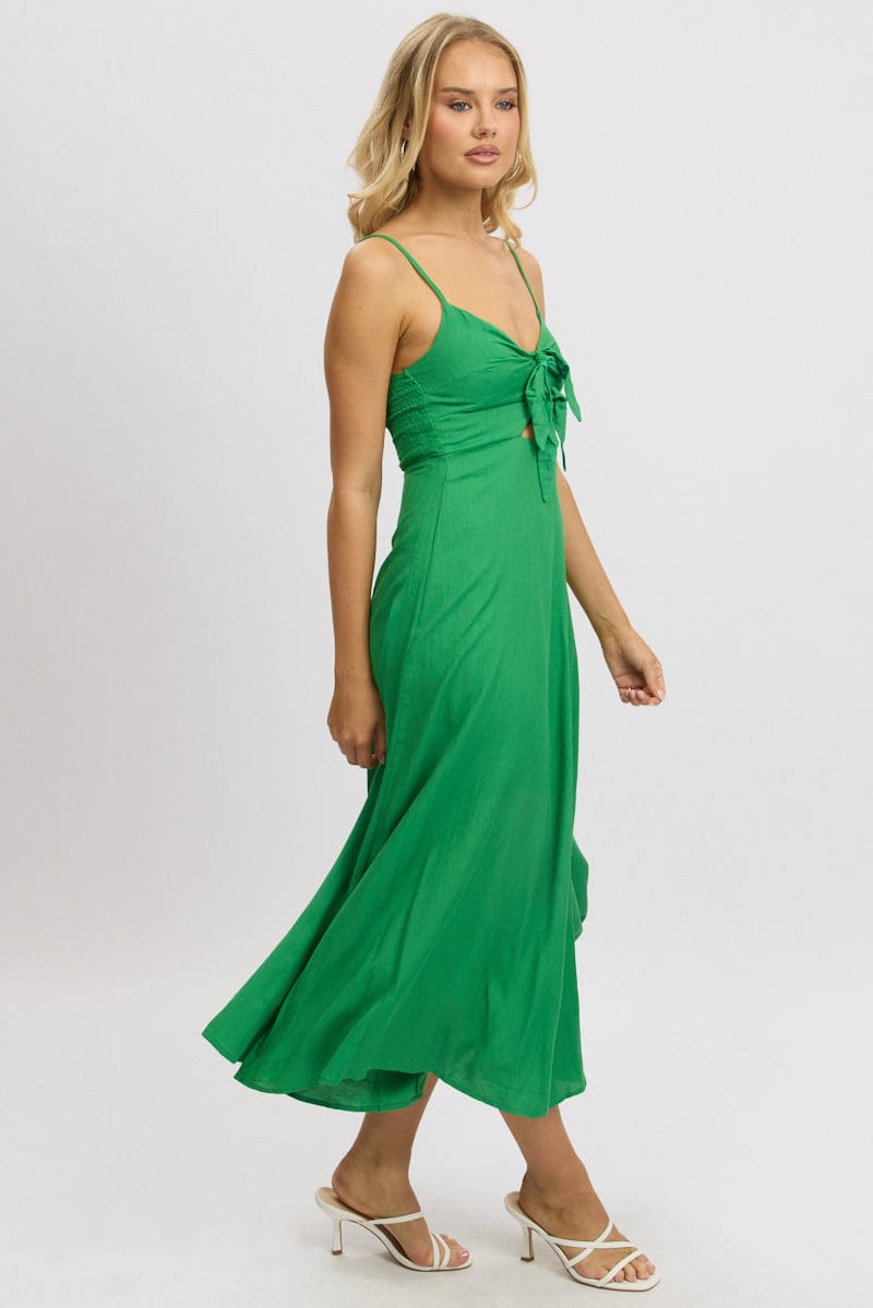 Green Maxi Dress Tie Detail Strappy