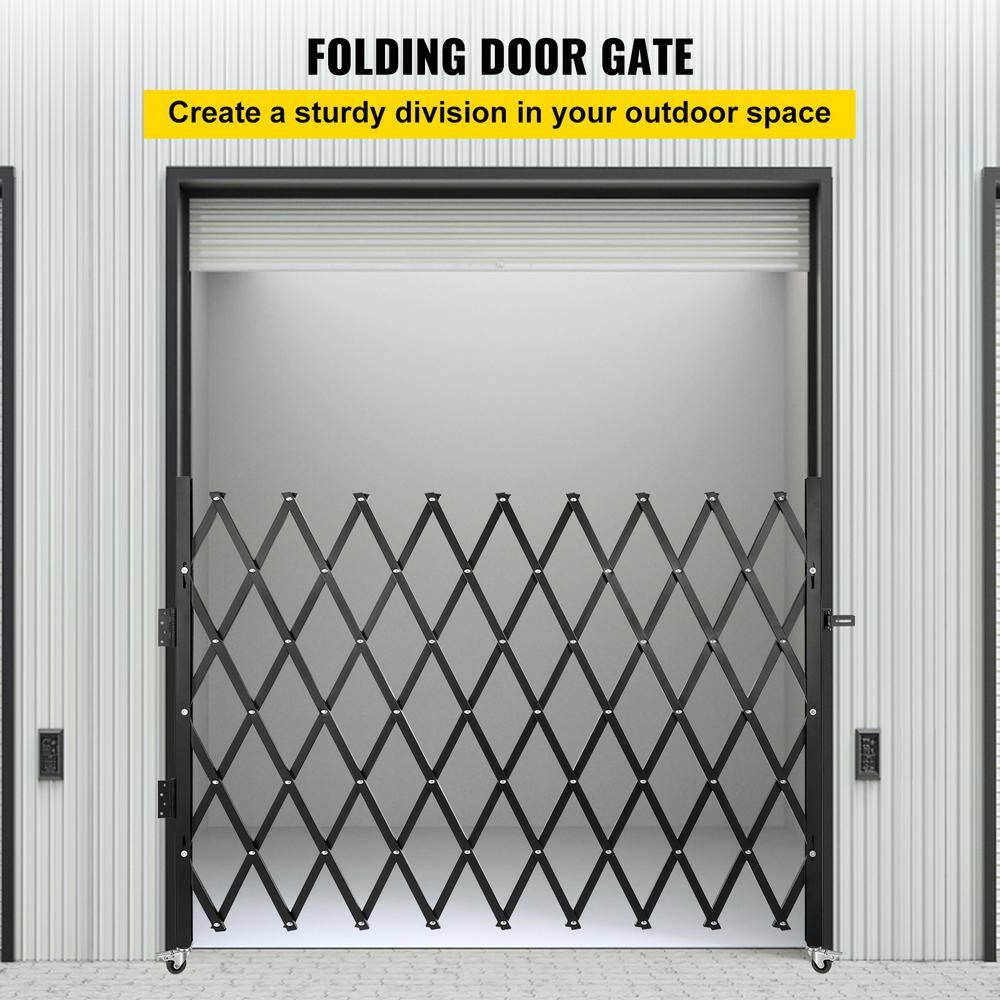 VEVOR Single Folding Security Gate 71 in. W x 48 in. H Steel Accordion Fold Door Gate with Padlock 360 Rolling Garden Fence SSFDMDM1.8X1.22M1V0