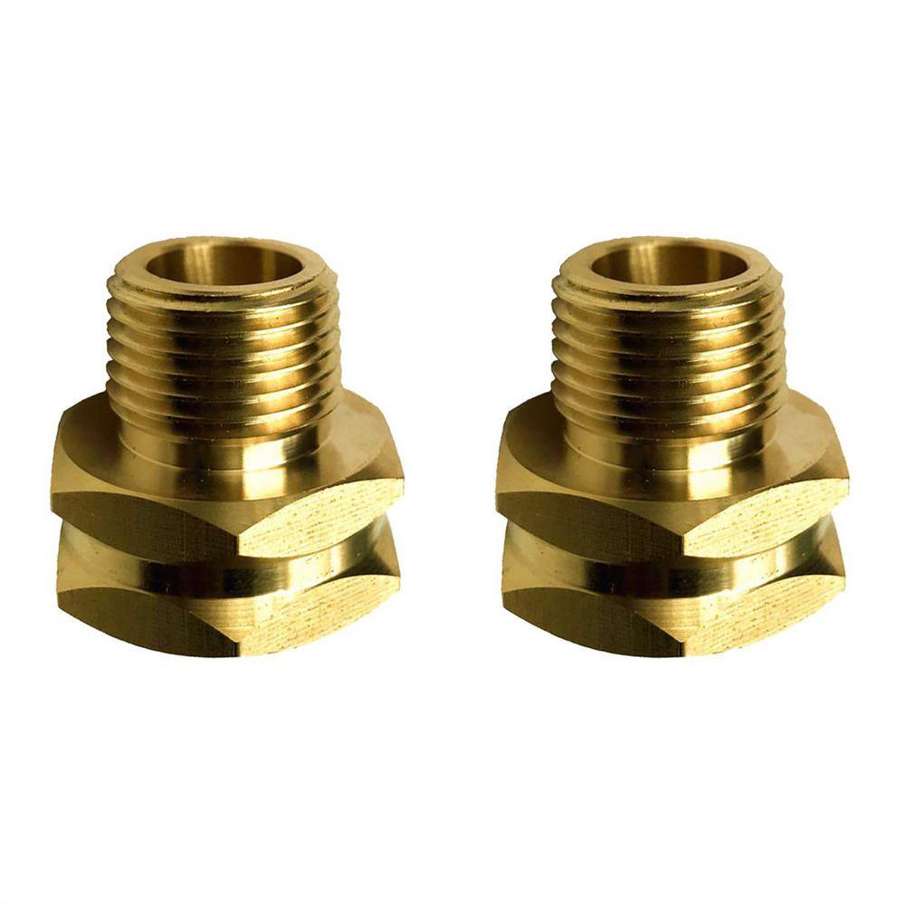 Dyiom 34 in. GHT Female x 12 in. NPT Male Brass Hose Connector (2-Pack) B07MVK2JFP