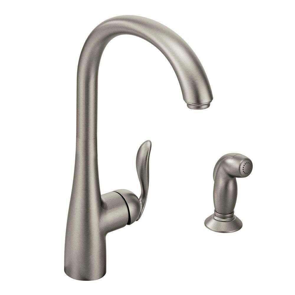 MOEN Arbor High-Arc Single-Handle Standard Kitchen Faucet with Side Sprayer in Spot Resist Stainless 7790SRS