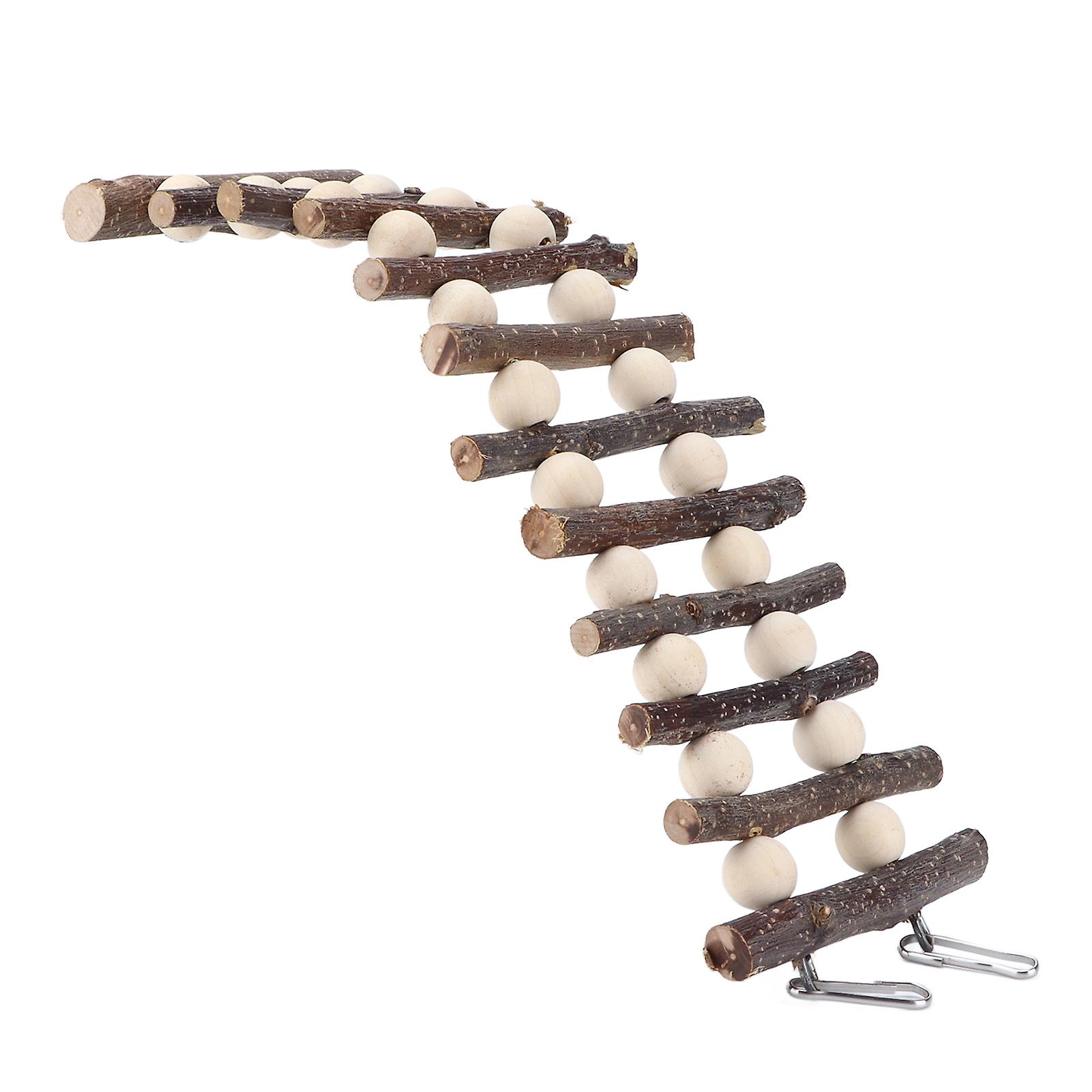 Hamster Wooden Ladder Bendable Climbing Ladder Chew Toy With Beads For Small Pets