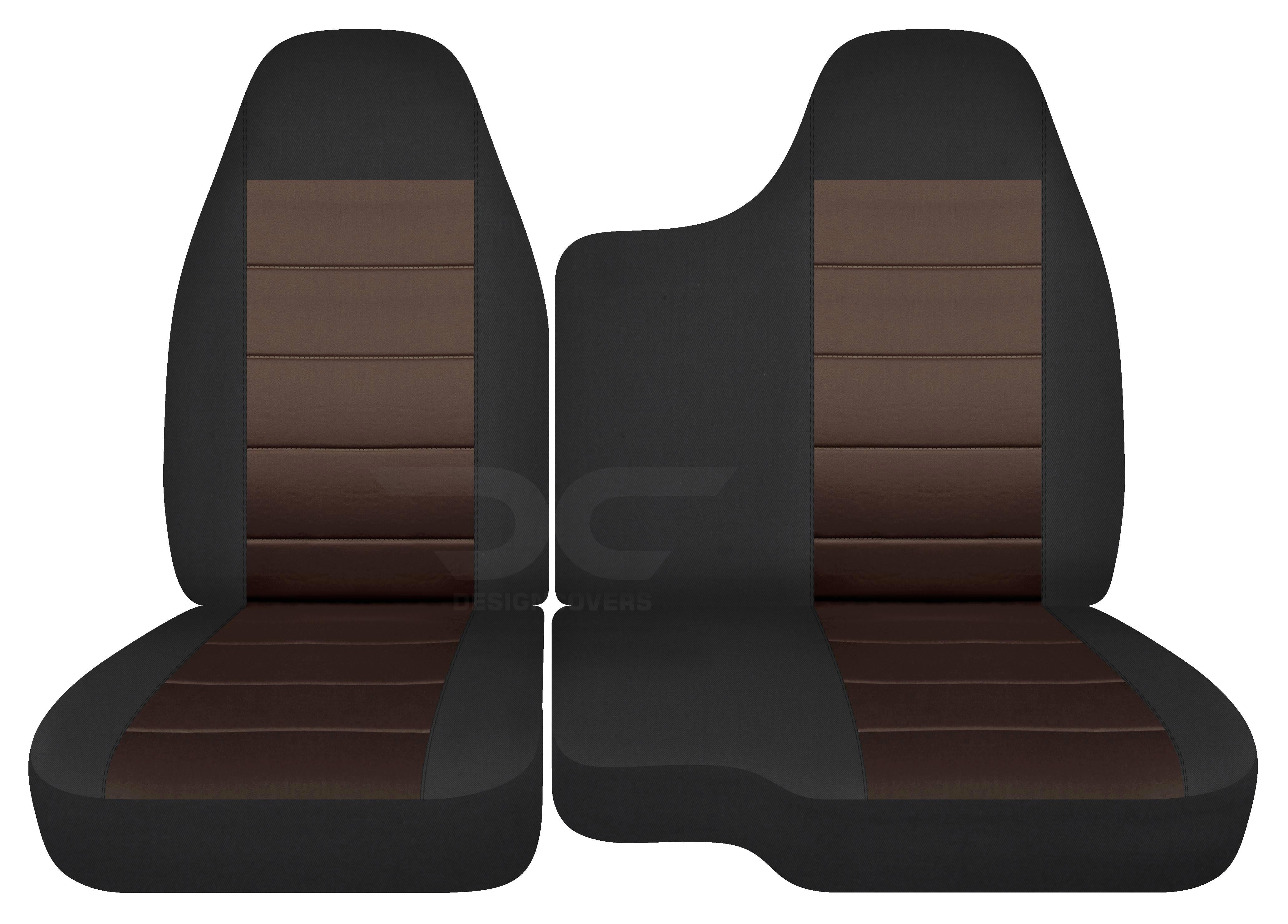 T77-Designcovers Compatible with 2004-2012 Chevy Colorado/GMC Canyon Two-Tone Truck Seat Covers (Front 60/40 Split Bench) No Armrest: Black and Brown Velour