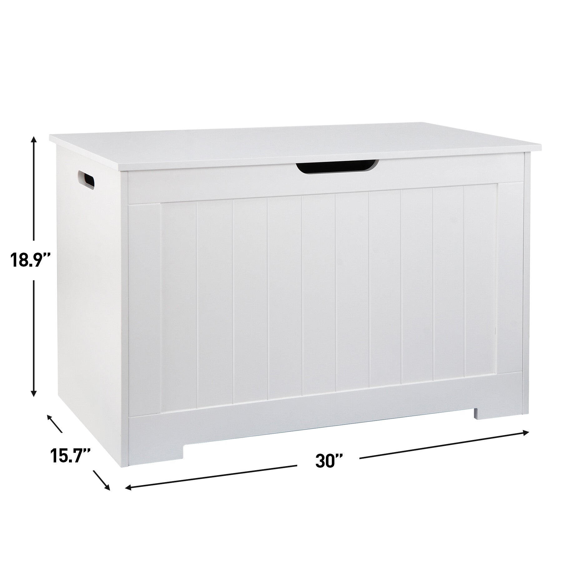 HomGarden 30'' Large Wooden Toy Chest, Kids Storage Box Cabinet W/ Safety Hinged Lid, 150L, White