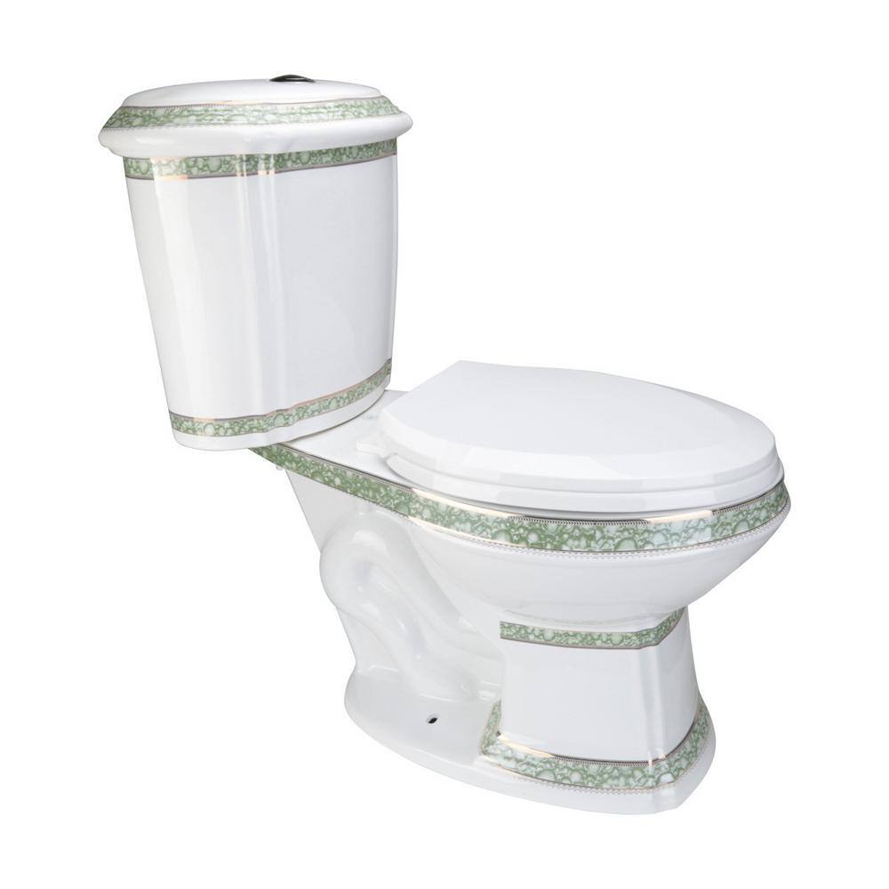 RENOVATORS SUPPLY MANUFACTURING India Reserve 2-Piece 0.8 GPF1.6 GPF WaterSense Dual Flush Elongated Toilet in White with Slow Close Toilet Seat 12816