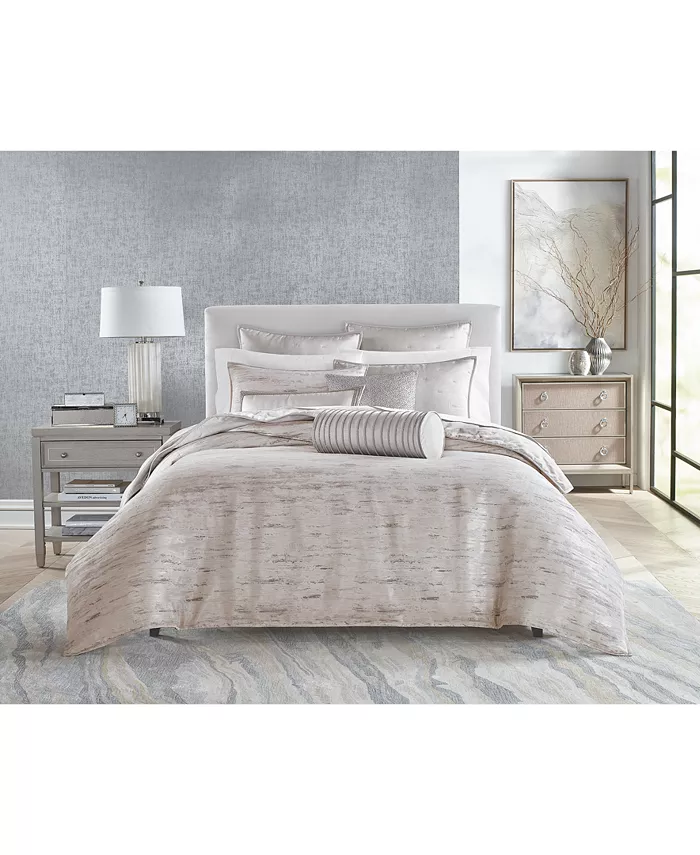 Hotel Collection Impasto Stone 3-Pc. Duvet Cover Set， Full Queen，