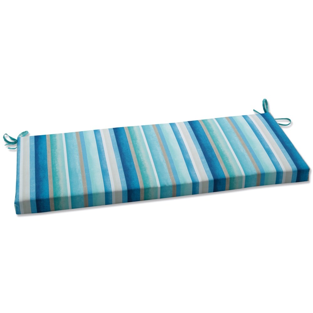 Pillow Perfect Outdoor Dina Seaside Blue Bench Cushion   18 X 45 X 3