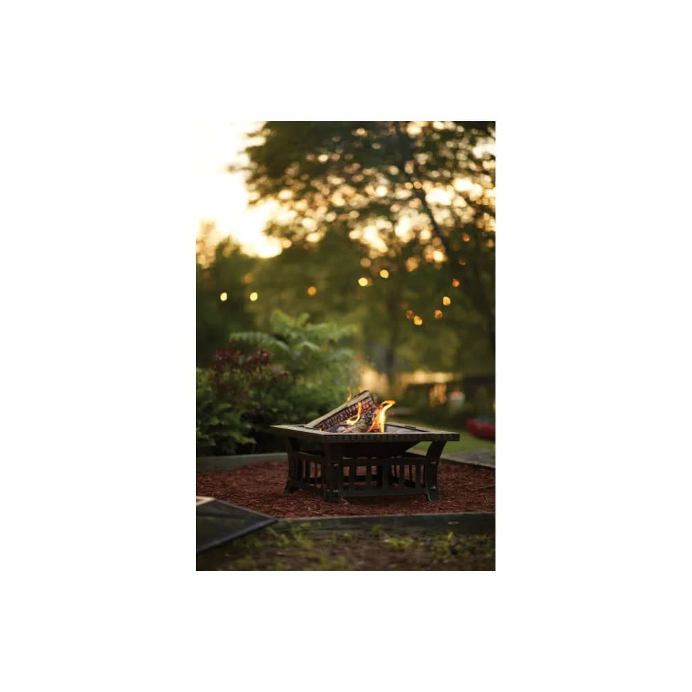 Living Accents Wood Fire Pit 30 Steel American Flag Square ;