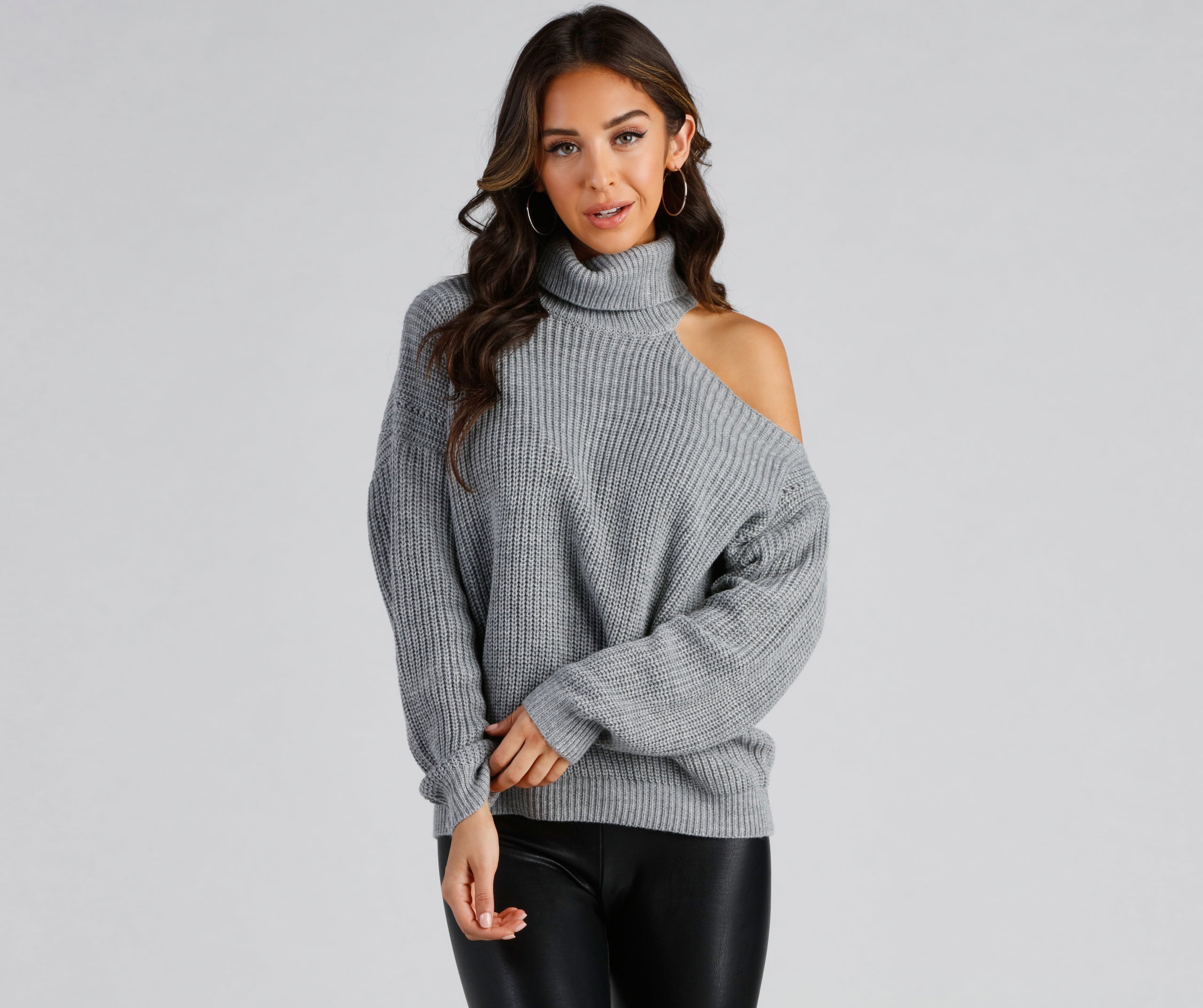 Chic Cold-Shoulder Knit Sweater