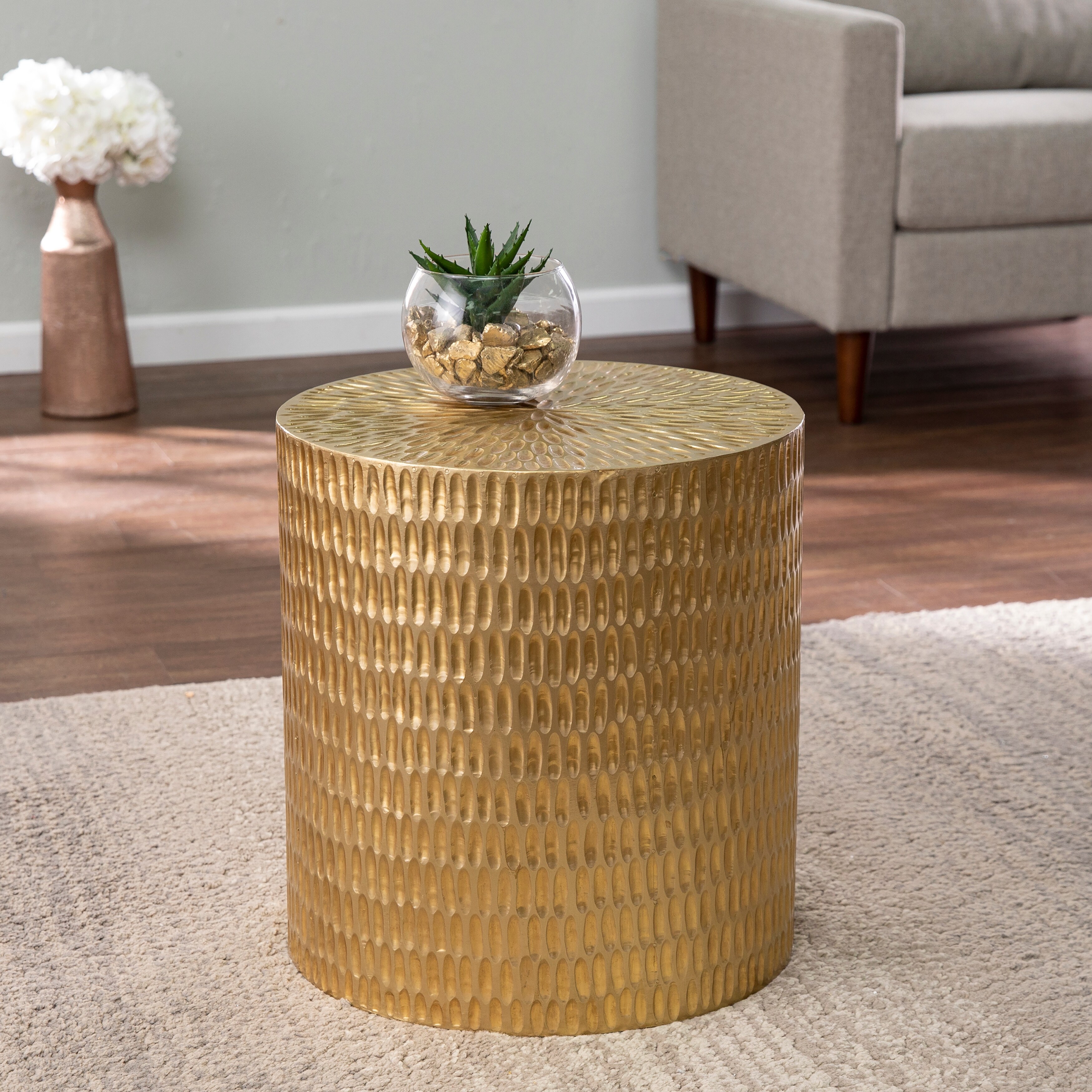 SEI Furniture Dartford Contemporary Gold Metal Accent Table