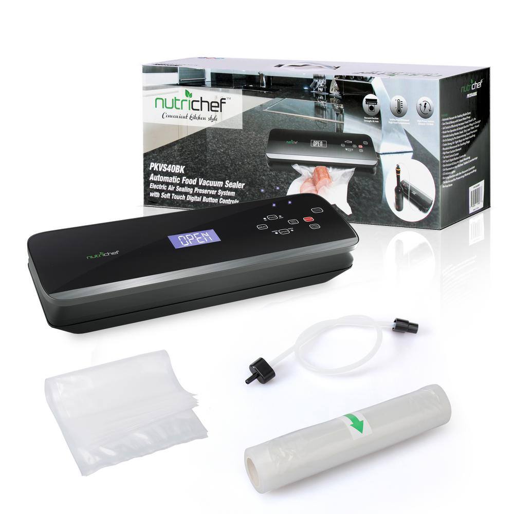 NutriChef White with Soft Touch Digital Button Controls Food Vacuum Sealer Electric Air Sealing Preserver System PKVS40BK