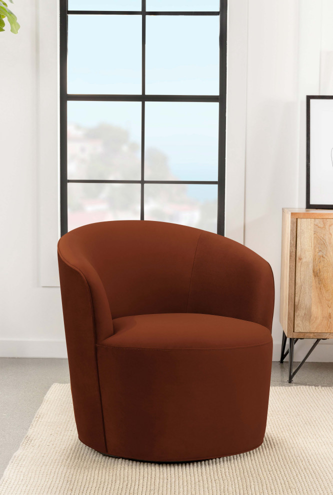 Joyce Sloped Arms Swivel Chair Burnt Orange   Modern   Armchairs And Accent Chairs   by Modon  Houzz