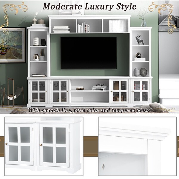 Modern TV Stand Entertainment Wall Unit with Bridge for TVs Up to 70