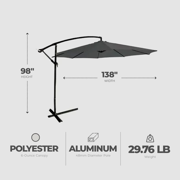 Four Seasons Courtyard 11 5 Foot Offset Patio Umbrella Octagonal Shaped Canopy Shade Outdoor Backyard Furniture With Aluminum Pole Charcoal Gray