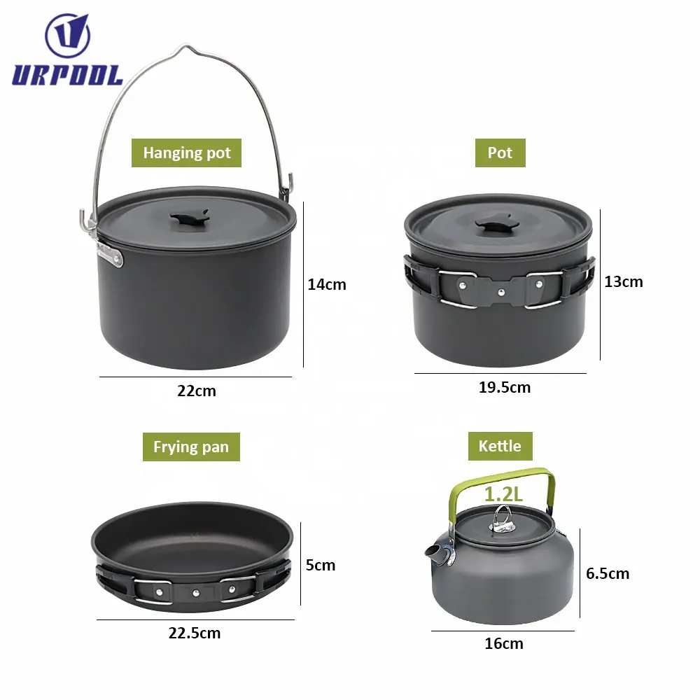 Hiking Portable oy camping gear Big Picnic Pot Fry Pan Water kettle Set for outdoor camping and hiking