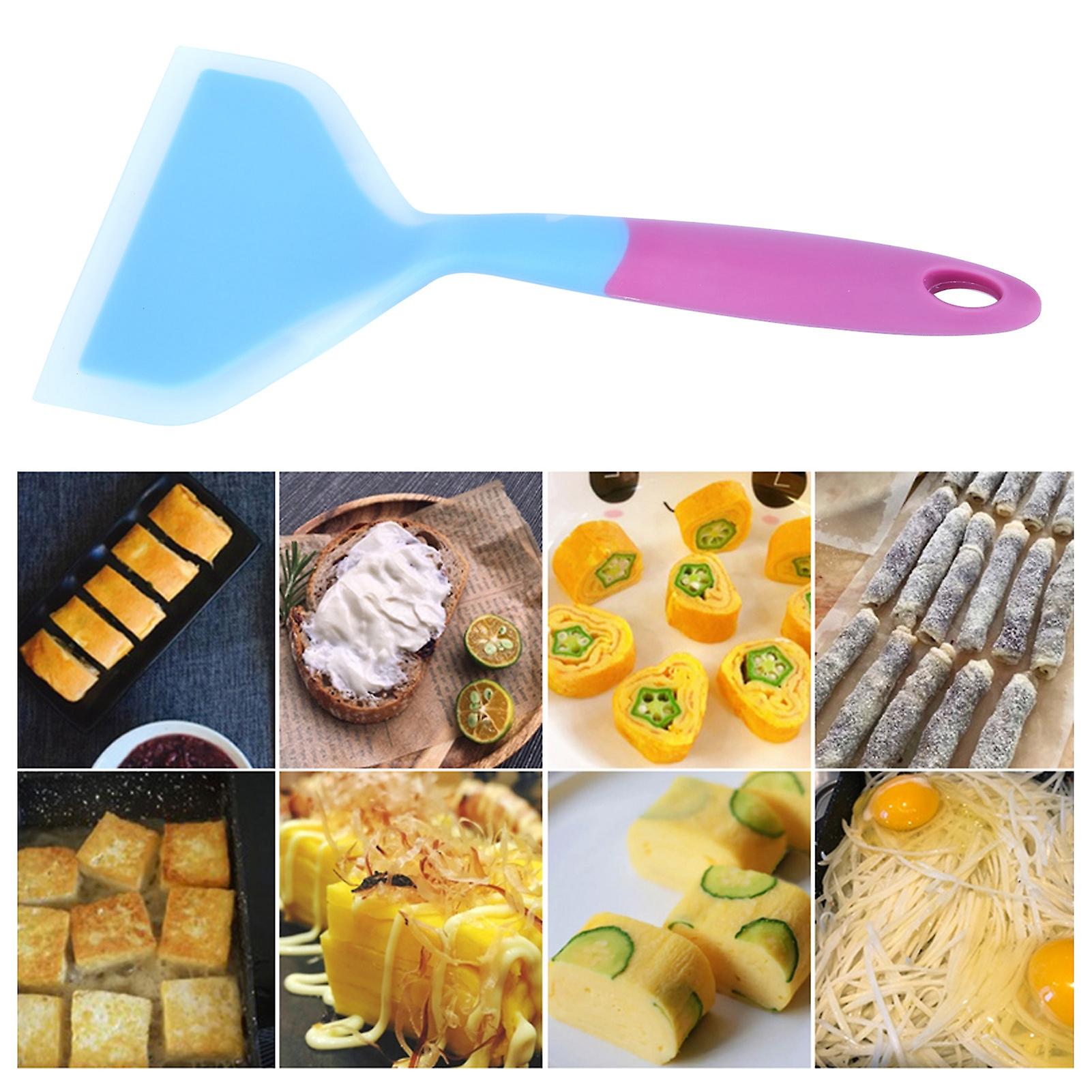Silicone Spatula， Non Stick Heat Resistant Rubber Shovel Non Slip Dishwasher Safe Cooking Spatula With Handle For Takoyaki Pizza Steak[blue]