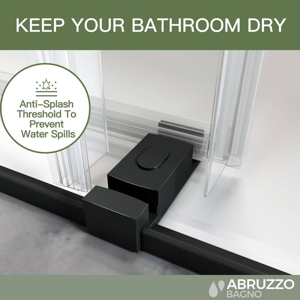 Abruzzo 60 in. W x 76 in. H Double Sliding Frameless Shower Door with 0.39 in. Clear Glass and Buffer Function Matte Black 22D02-60MB