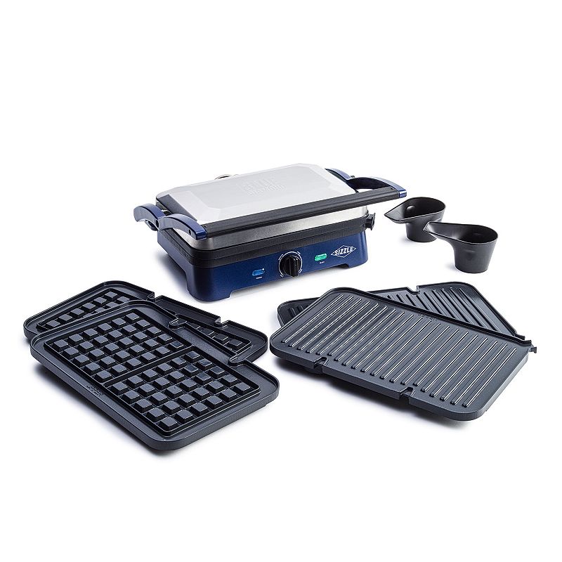 Blue Diamond Ceramic Nonstick Electric Sizzle Griddle with Grill and Waffle Plates