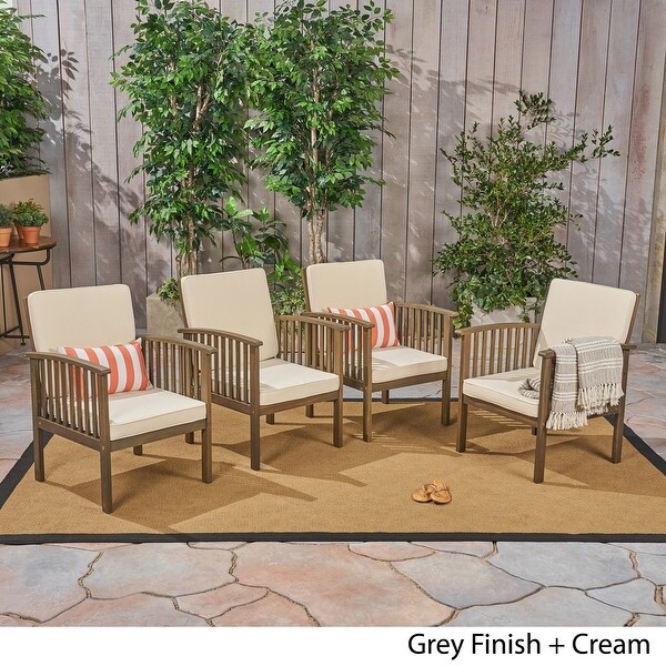 Casa Acacia Outdoor Acacia Wood Club Chairs(Set of 4) by Christopher Knight Home