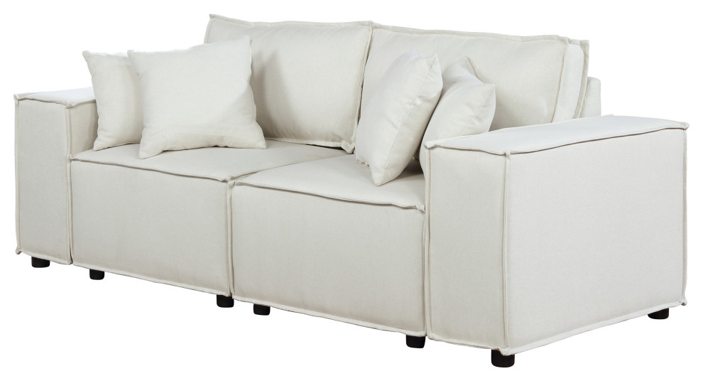 Elson Loveseat in Beige Linen   Transitional   Loveseats   by Lilola Home  Houzz