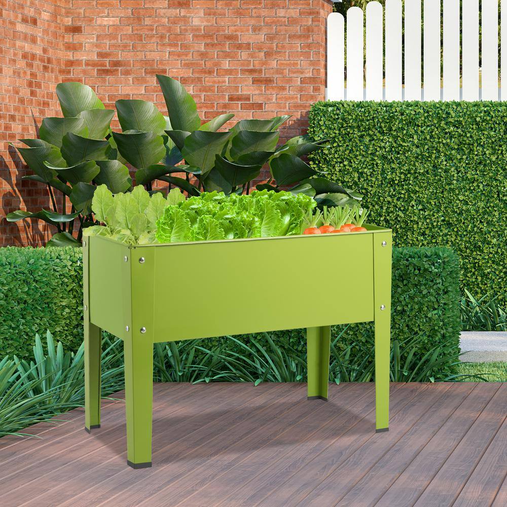 HONEY JOY 25 in. x13 in. x 18.0 in. Green Steel Outdoor Elevated Garden Plant Stand Raised Garden Bed with Legs IndoorandOutdoor TOPB005665