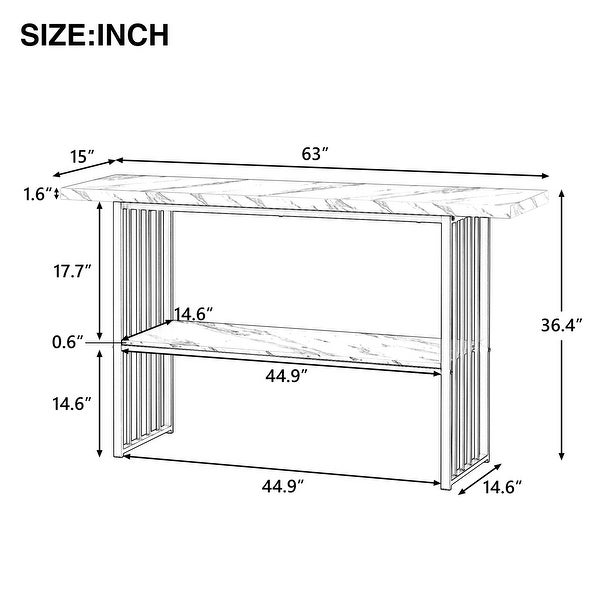 Console Table with 2 Shelves， Extra Long Entryway Table with Metal Frame