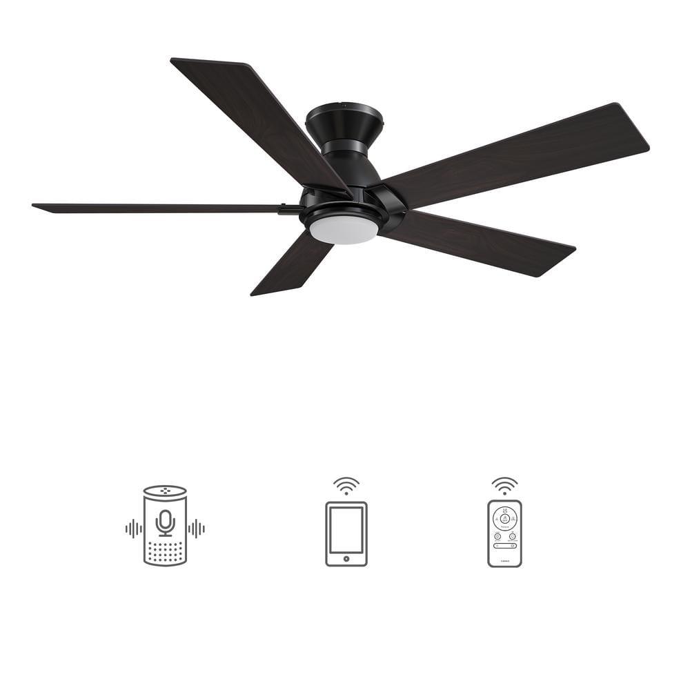 CARRO Aspen 48 in Dimmable LED IndoorOutdoor Black Smart Ceiling Fan with Light and Remote Works with AlexaGoogle Home