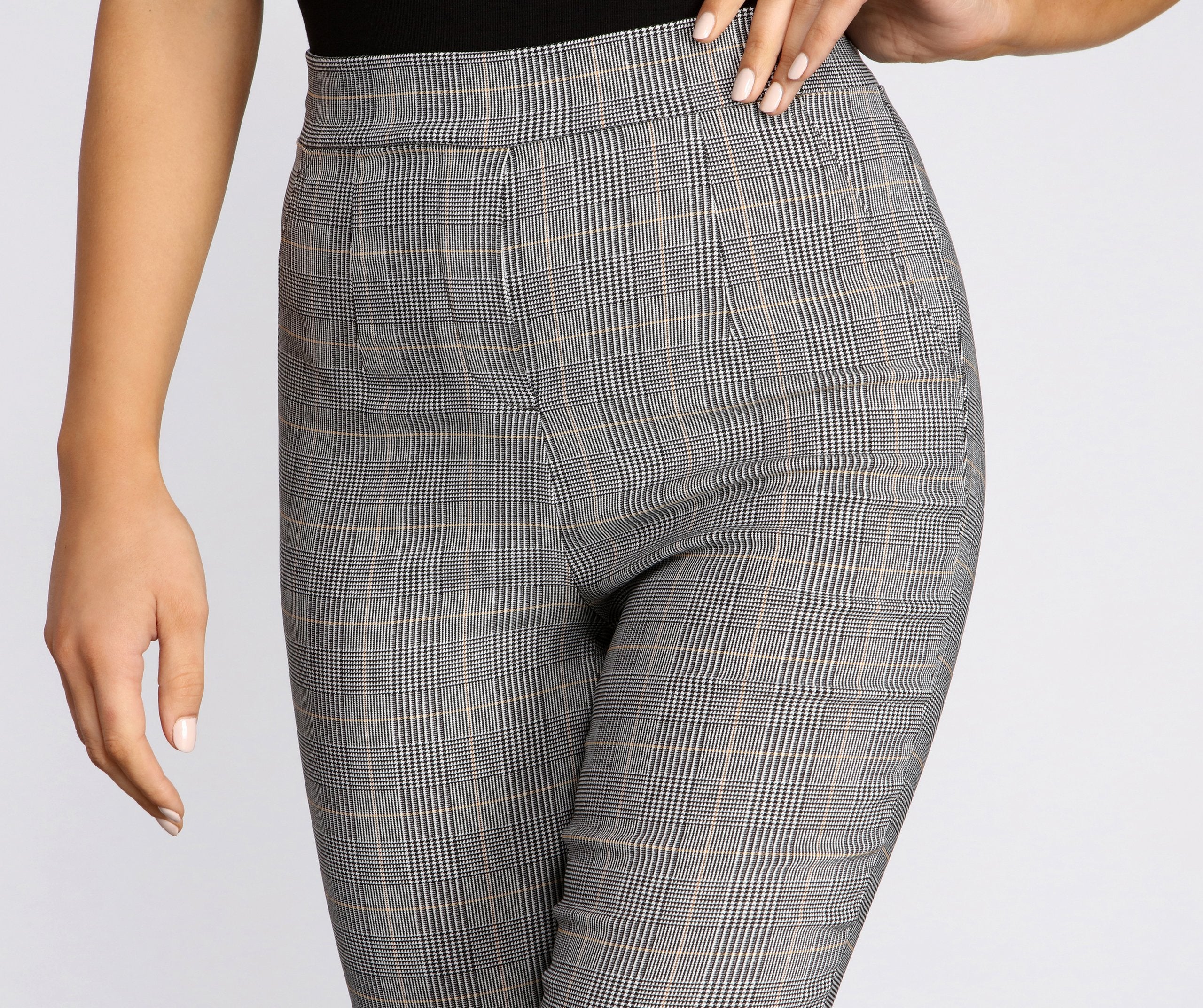 Plaid About It Mid Rise Tapered Pants