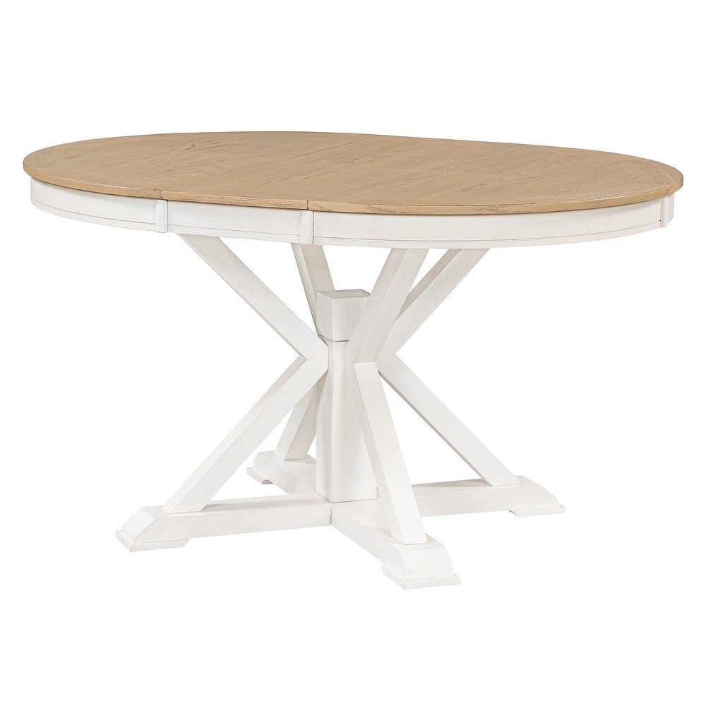 Round Dining Table Set Extendable End Table with 4 Chairs