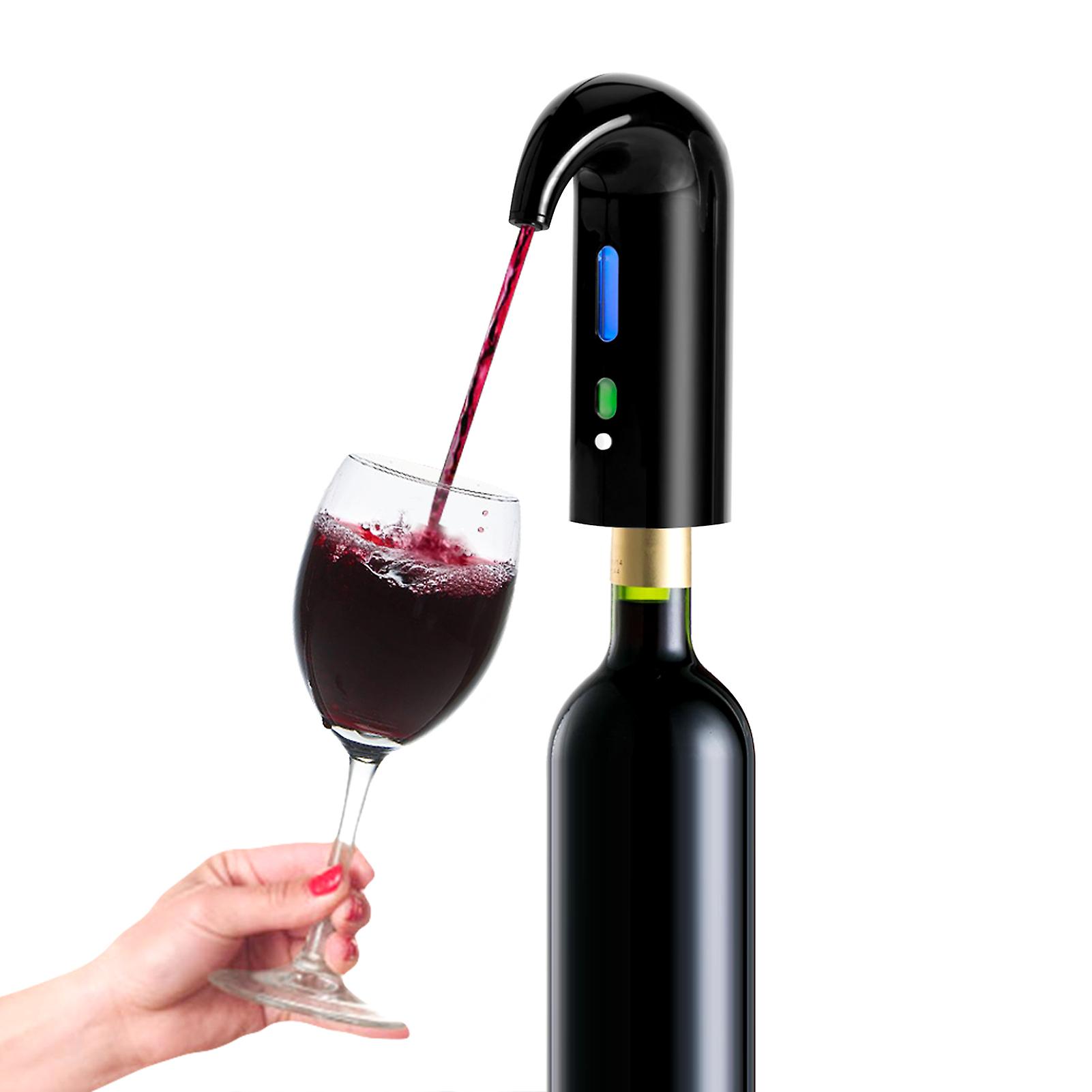 Black Electric Wine Aerator Pourer One Key Operation Dual Pump Instant Automatic Wine Oxidizer Dispenser Portable Rechargeable Smart Wine Decanter Pou