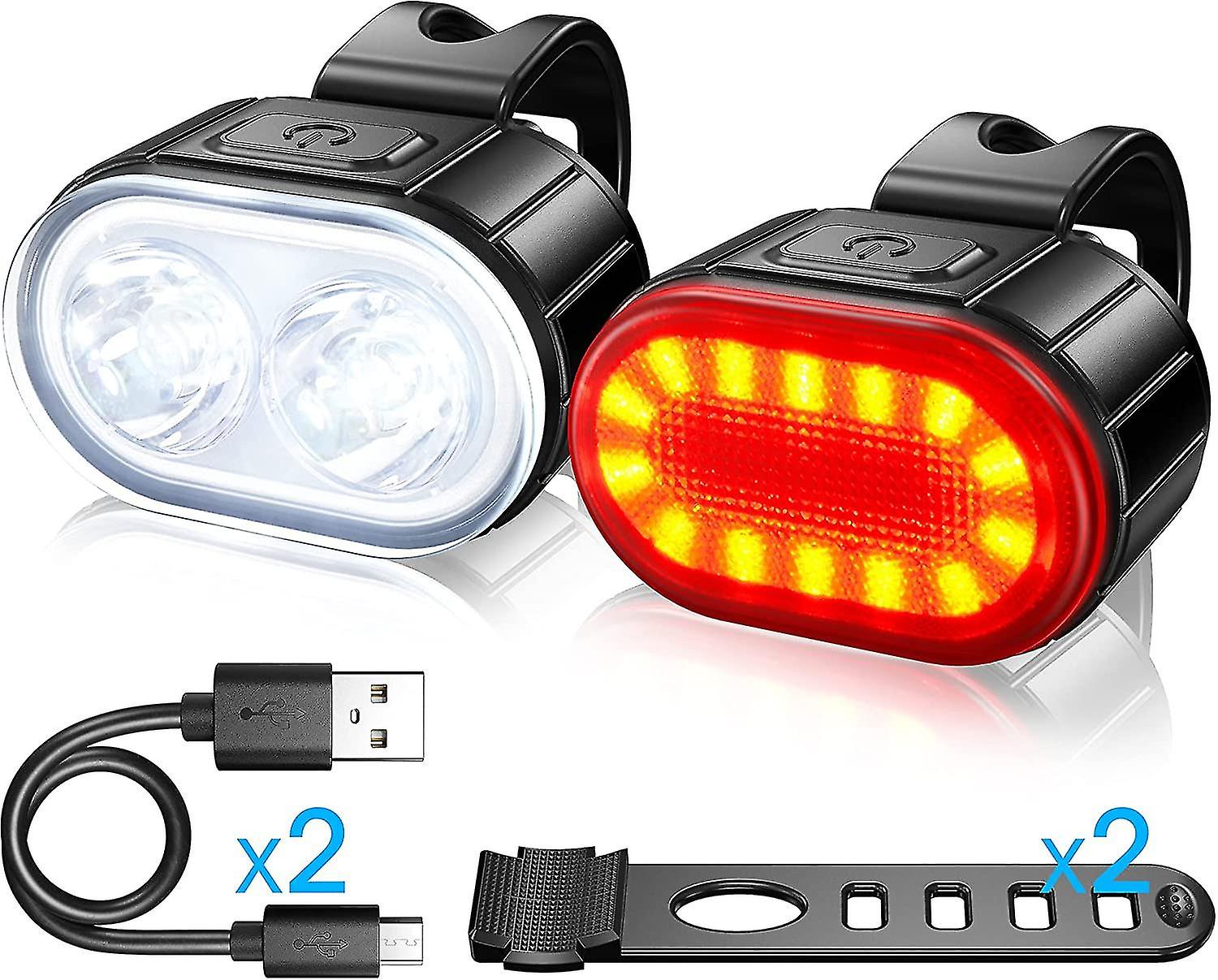 Led， Usb Rechargeable Front And Rear Lights， Ipx5 Waterproof Led Bicycle Lights